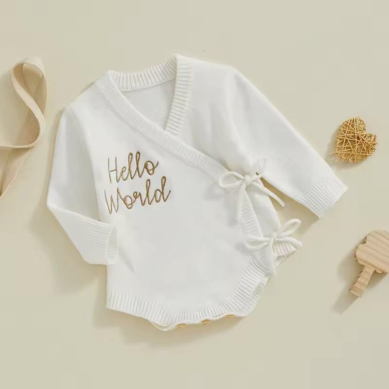 "Hello World" Wrap Romper