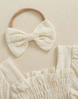 Smocked Romper Bow Set