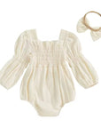 Smocked Romper Bow Set