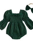Smocked Romper Bow Set