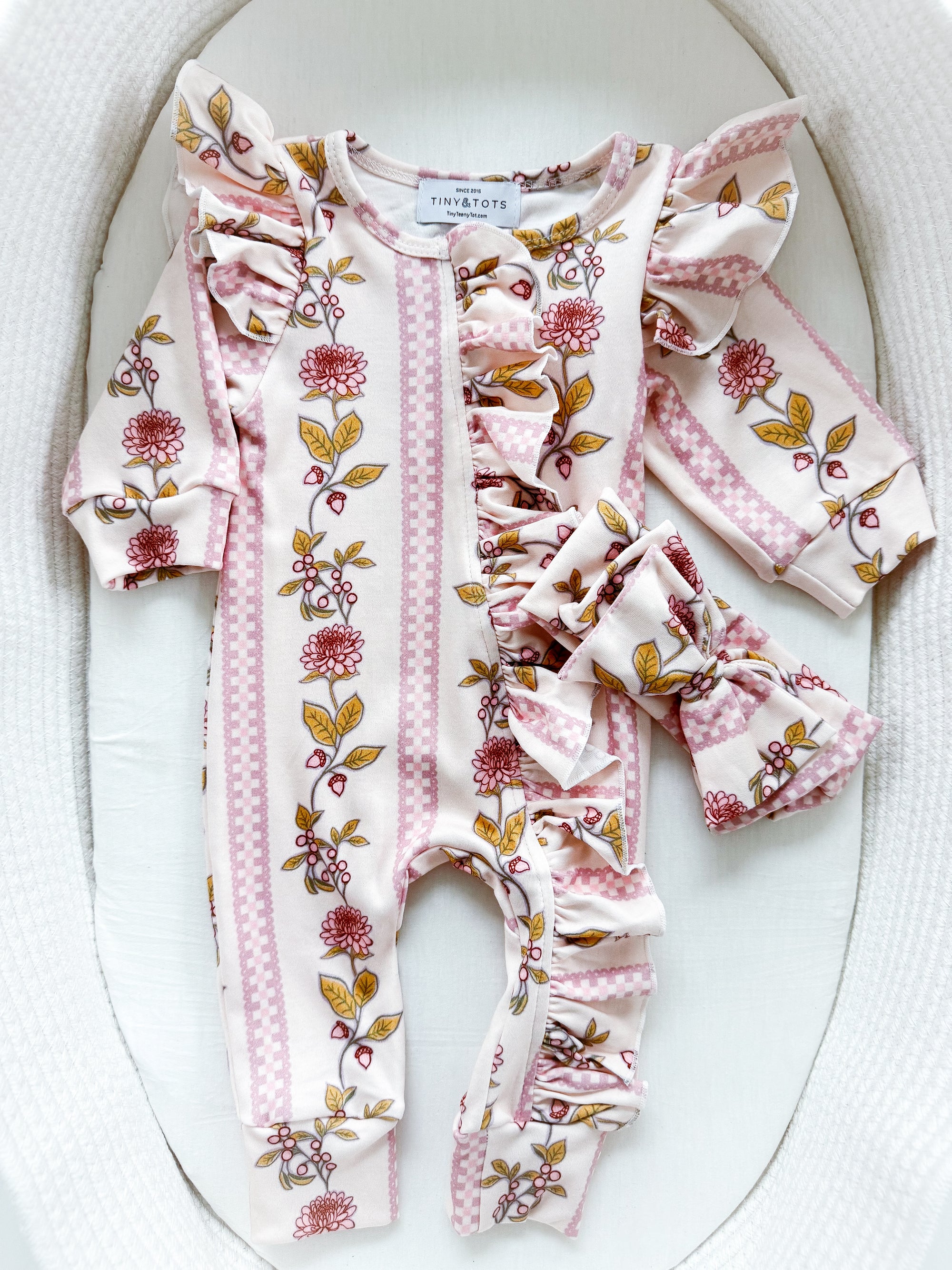 Blushing Blooms Ruffle Onesie Set