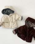 Corduroy Plaid Reversible Hooded Jacket