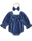 Bluebell Bow Denim Romper Set