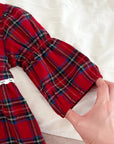 Red Plaid Baby Romper with Lace Trim
