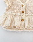 Vintage Lace Trim Fuzzy Vest