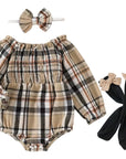 Plaid Long Sleeve Romper