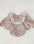 Rosé Lace Romper Dress