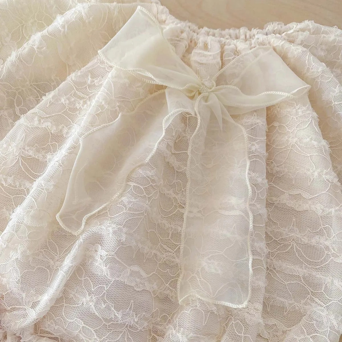 Lace Mesh Bow Romper