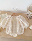 Lace Mesh Bow Romper