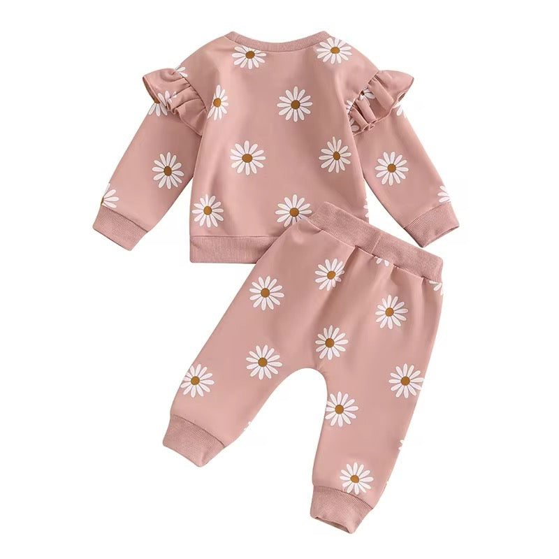 2pcs Floral  Sweatsuit Set