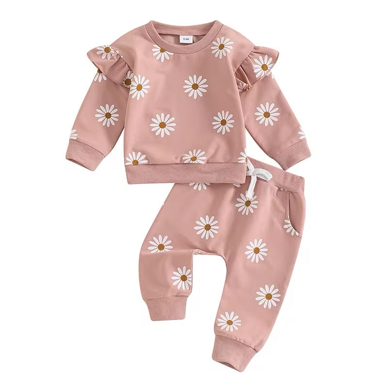 2pcs Floral  Sweatsuit Set