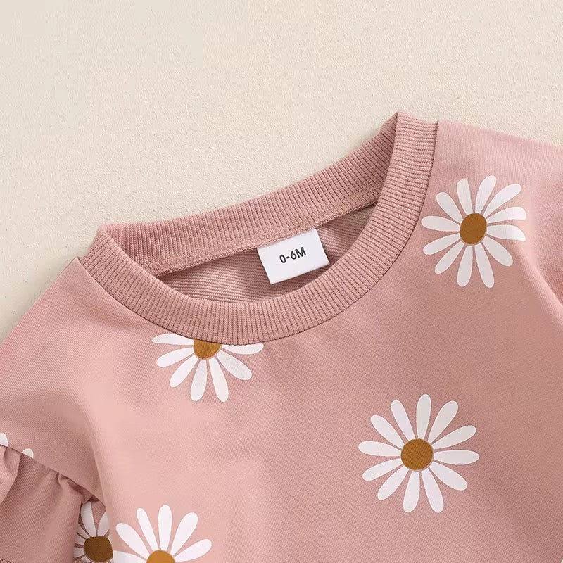 2pcs Floral  Sweatsuit Set