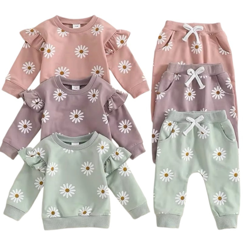 2pcs Floral  Sweatsuit Set