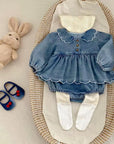 Bluebell Scallop Denim Romper