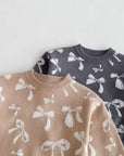 Bow Blossom Knit Gray Set