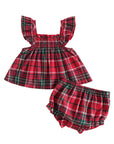 Christmas Plaid Ruffle Bloomer Set