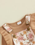 Blush Floral Pinafore Set with Matching Bow Socks