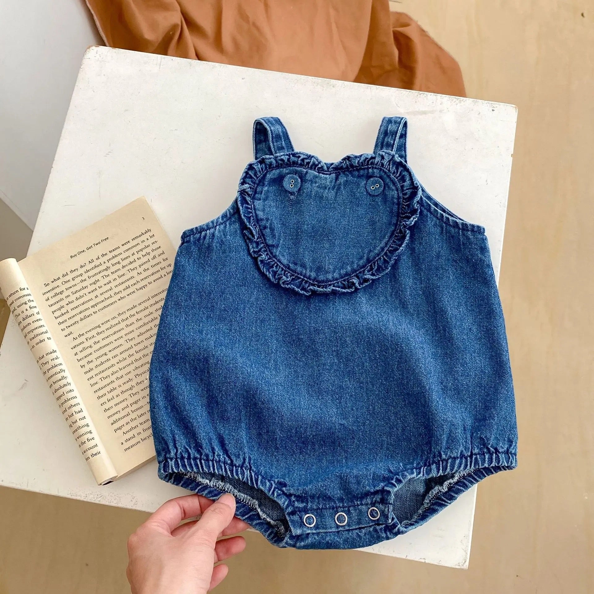 Heart Denim Romper