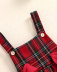 3pcs Buffalo Plaid Suspender Skirt