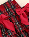 3pcs Buffalo Plaid Suspender Skirt