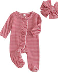 2pcs Red Stripes Onesie
