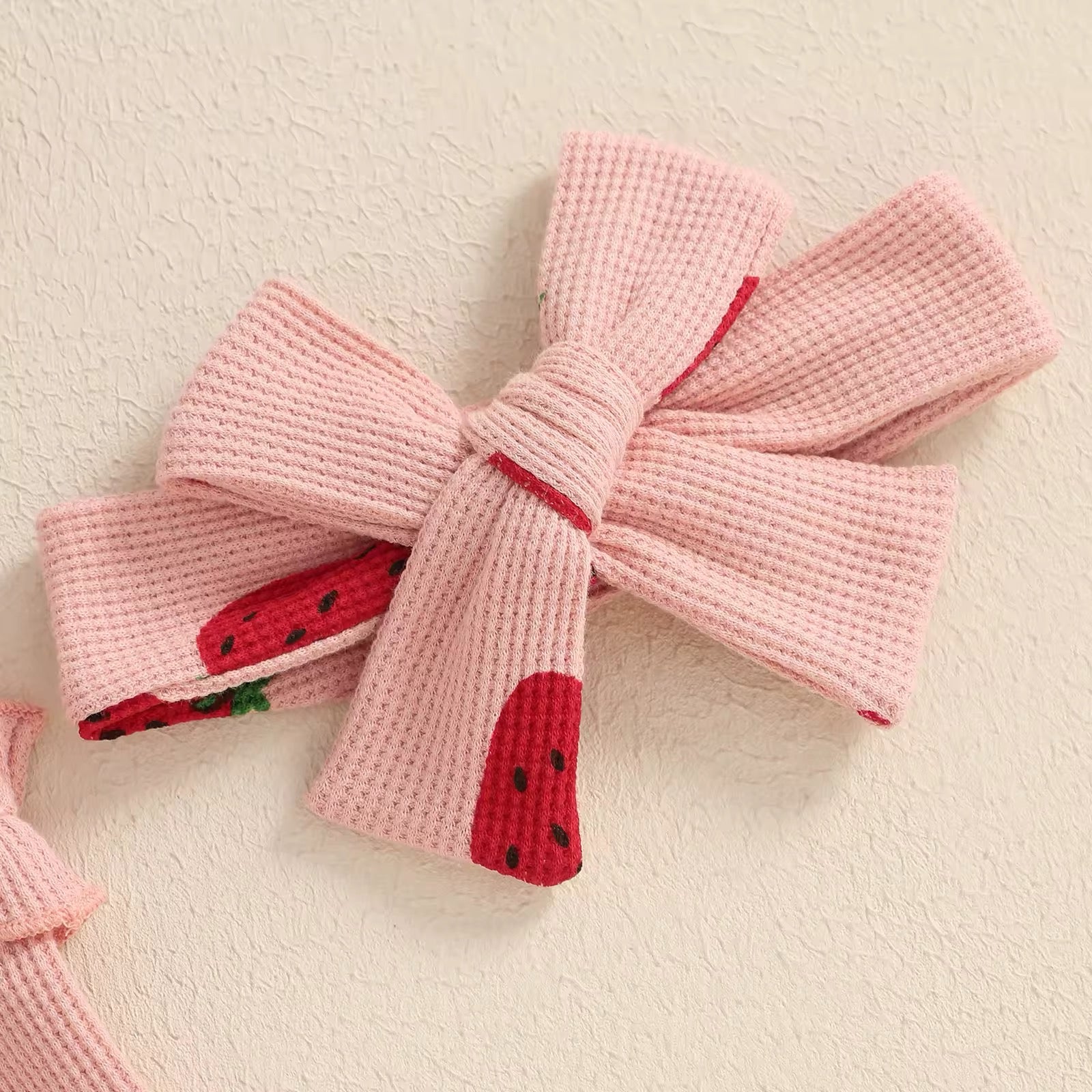 Strawberry Bow Romper Set
