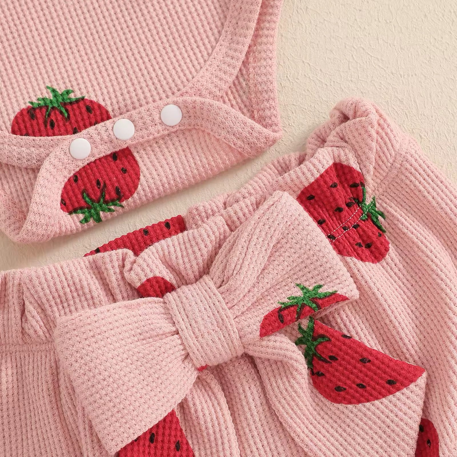 Strawberry Bow Romper Set