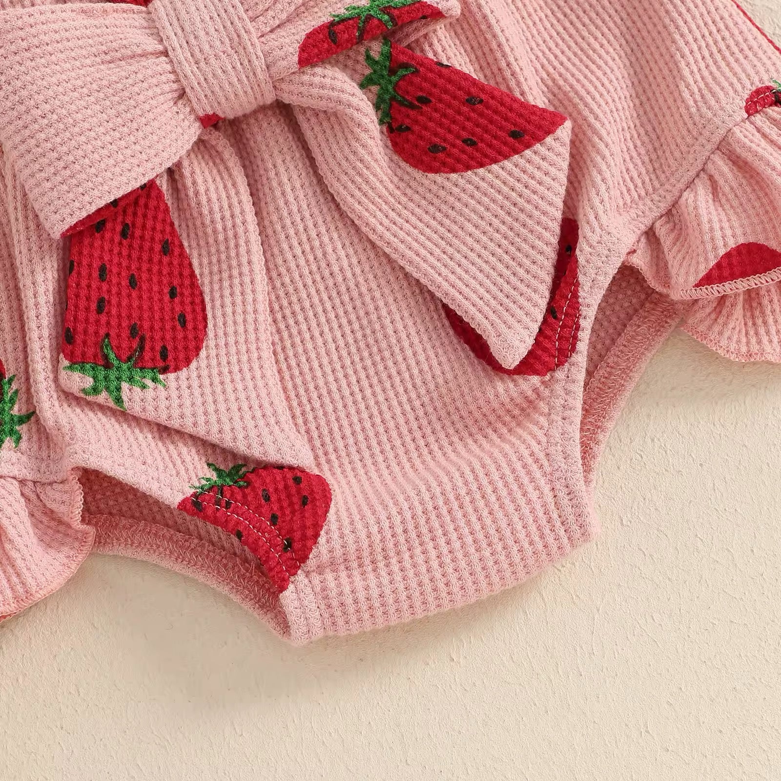 Strawberry Bow Romper Set