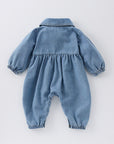 Denim Long-sleeved Pocketed Romper