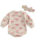 2pcs Bow Romper Set