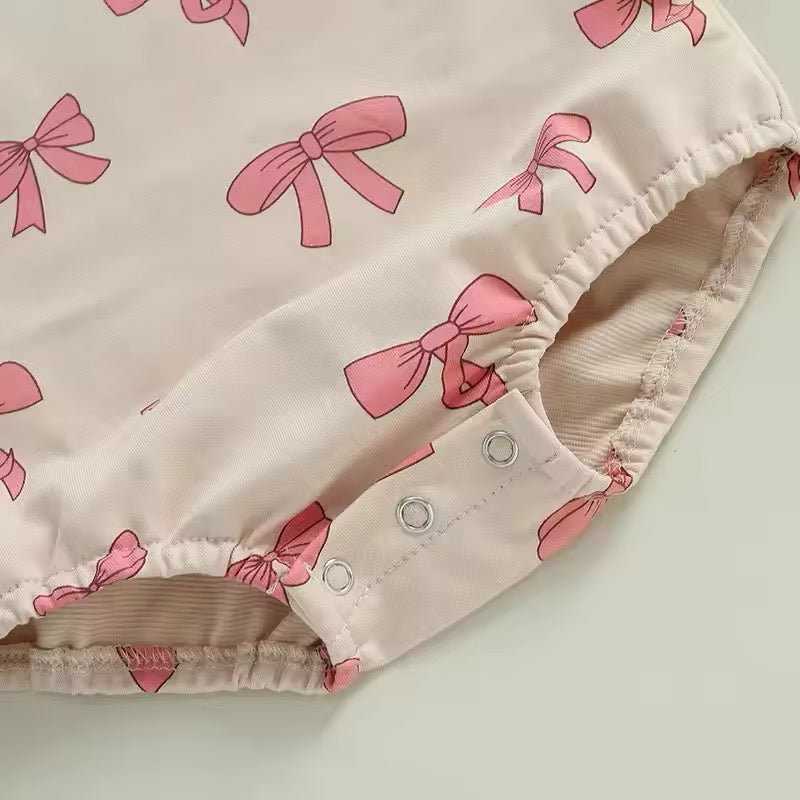 2pcs Bow Romper Set
