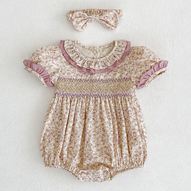 Vintage Bloom Smocked Romper Set