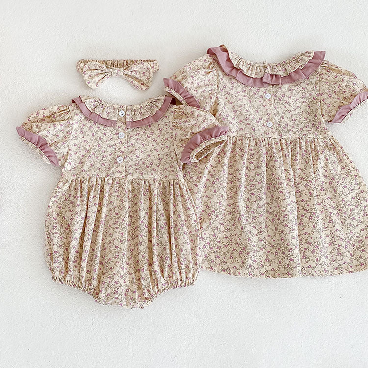 Vintage Bloom Smocked Romper Set
