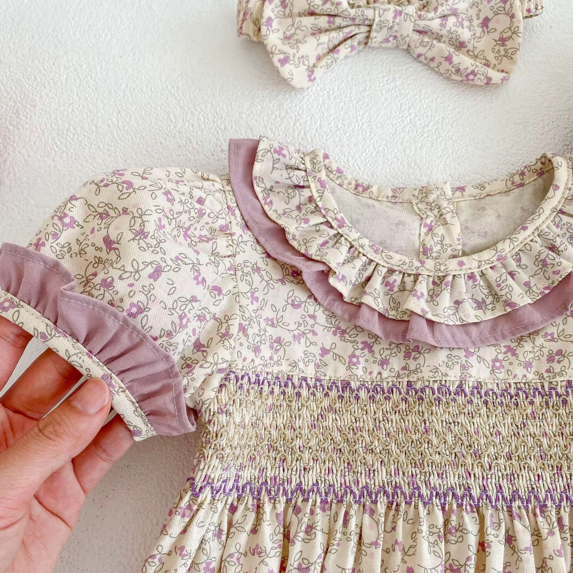 Vintage Bloom Smocked Romper Set