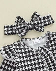 Houndstooth Ruffle Knit Romper Set