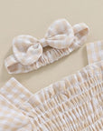 2pcs Plaid Bubble Romper