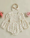 Floral Smocked Romper Set (pink)