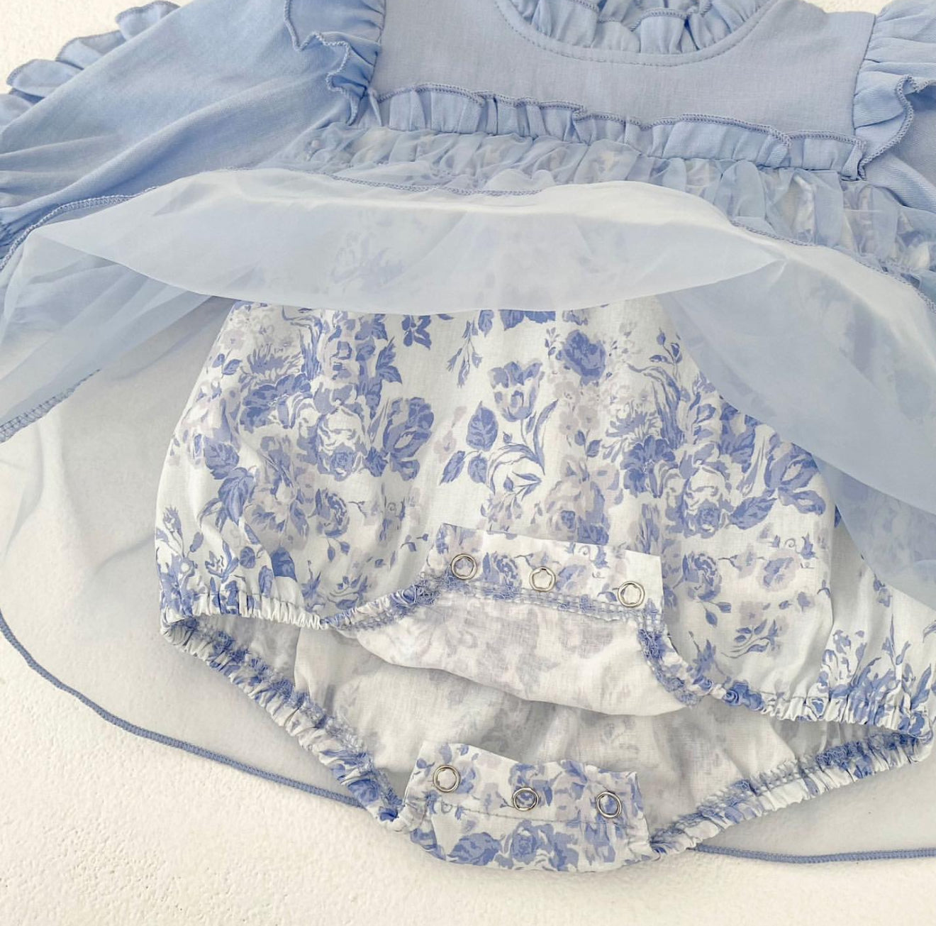 Ethereal Blue Ruffle Dress