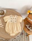 Vintage Blossom Embroidered Romper