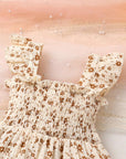 Floral Smocked Ruffle Romper Set