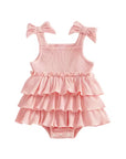 Bella Bow Ribbed Ruffle Romper