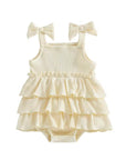 Bella Bow Ribbed Ruffle Romper