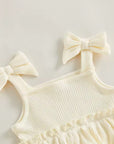 Bella Bow Ribbed Ruffle Romper