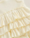 Bella Bow Ribbed Ruffle Romper