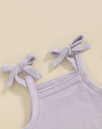 2pcs Knit Peplum Ruffle Shorts Set
