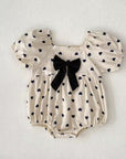 Midnight Hearts Bow Bubble Romper