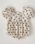 Midnight Hearts Bow Bubble Romper