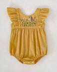 Golden Meadow Embroidered Flutter Romper