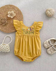 Golden Meadow Embroidered Flutter Romper