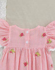 Pink Stripe Blossom Lace Flutter Romper